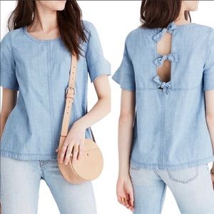 Madewell tie back chambray blouse